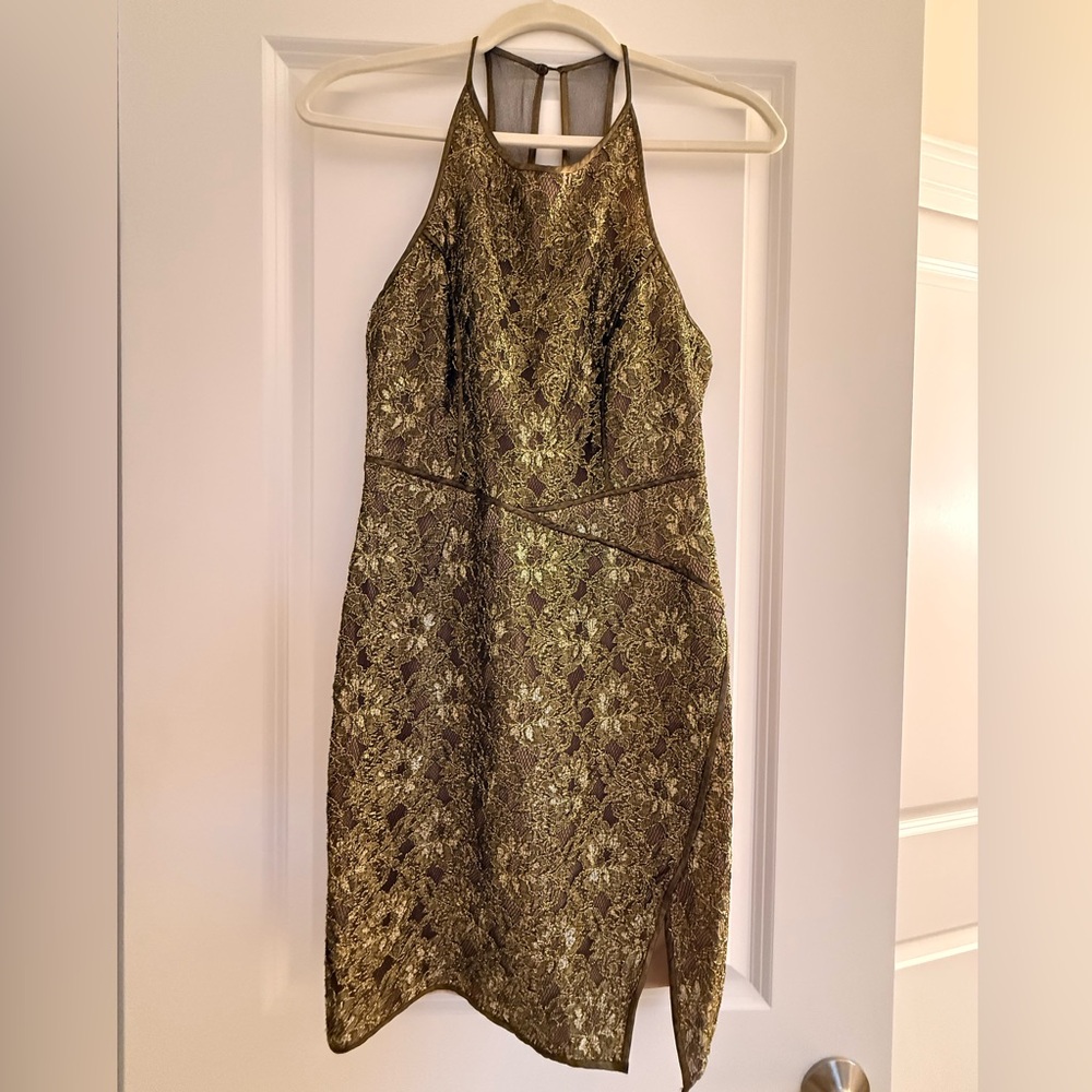 BCBGMaxAzria Black and Gold Sequin Dress